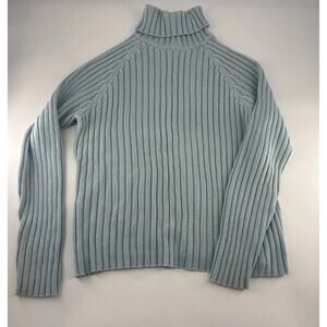 Vintage Gap Sweater Womens Large Light Blue Knit Turtleneck Y2K Long Sleeve
